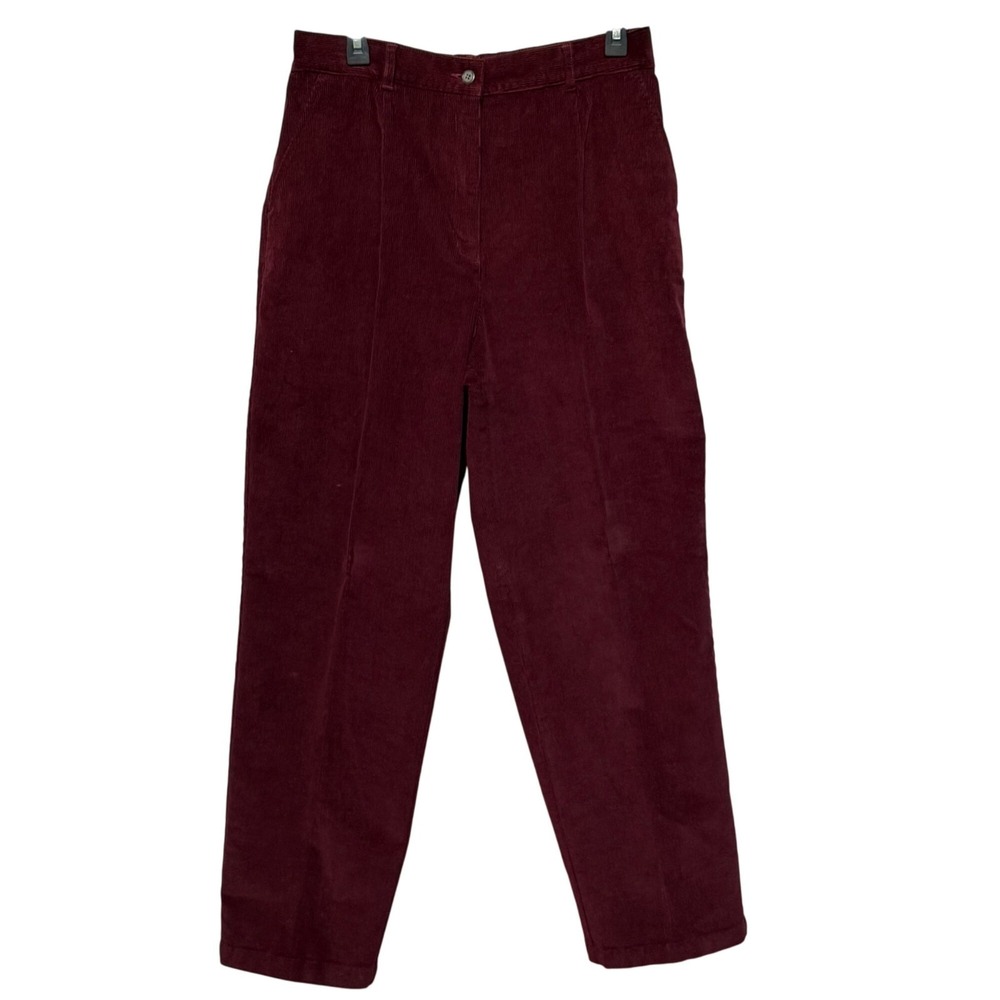 L.L. Bean Womens Burgundy Corduroy Pants Size 14 Regular Old Money Office Preppy